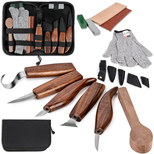 BeaverCraft Deluxe Wood Carving Kit S18X - Wood Carving Knife Set - Spoon  Carving Tools Set - Whittling Knives Kit - Woodworking Kit Wood Carving  Tools Kit Large Whittling Kit S18X