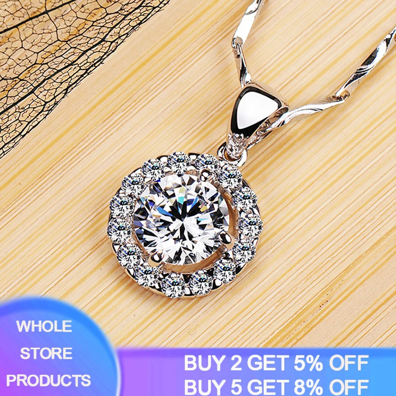 YANHUI Твердые 925 Серебряное ожерелье 1.0ct циркония с алмазными подвесками замшевые