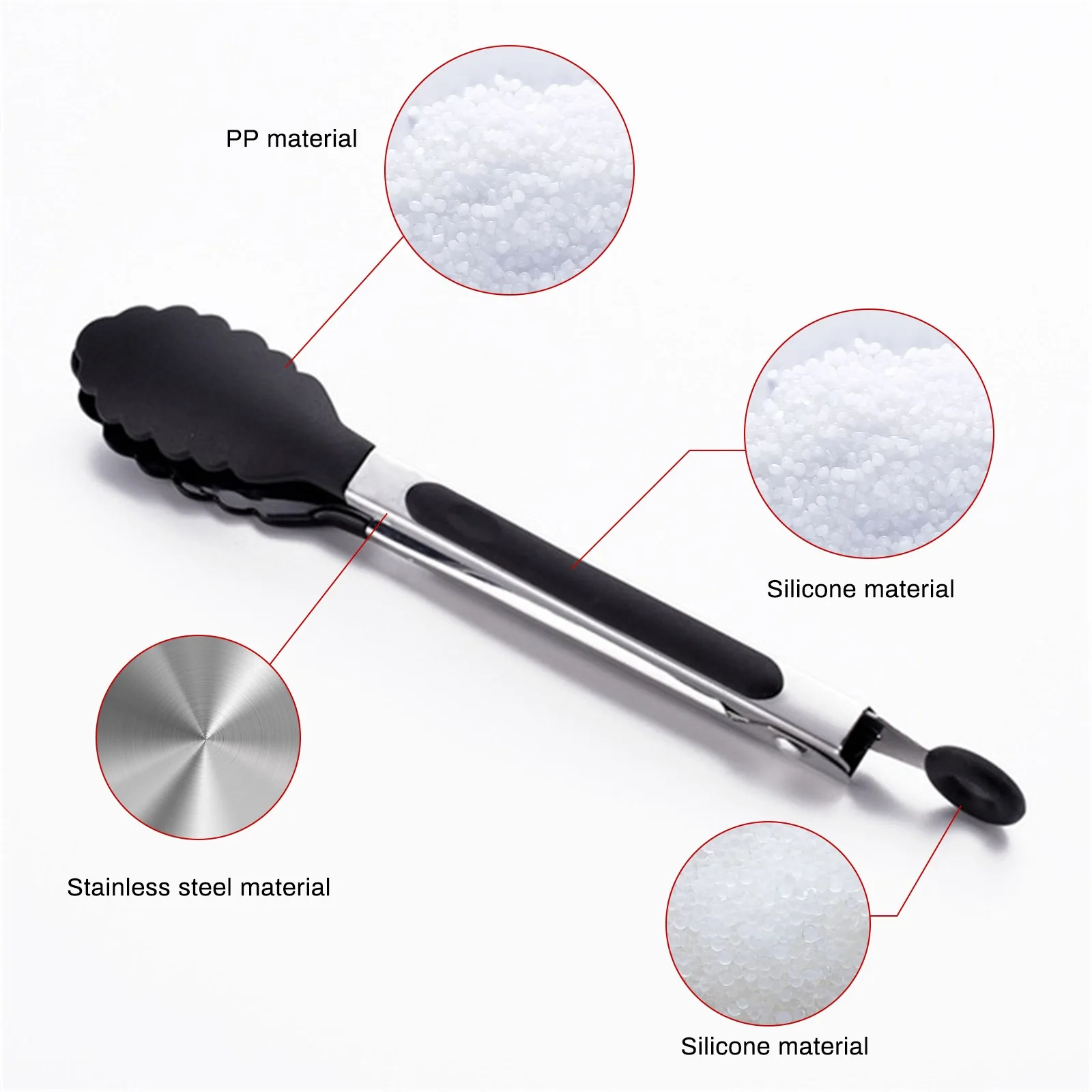 Food Tongs Silicone Food Tong Stainless Steel Non-slip Cooking Clip Clamp BBQ Salad Grill Kitchen Accessories
