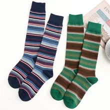 Модные Полосатые гольфы женские гольфы Femme школьные корейские длинные хлопчатобумажные забавные носки уличная одежда calcetines