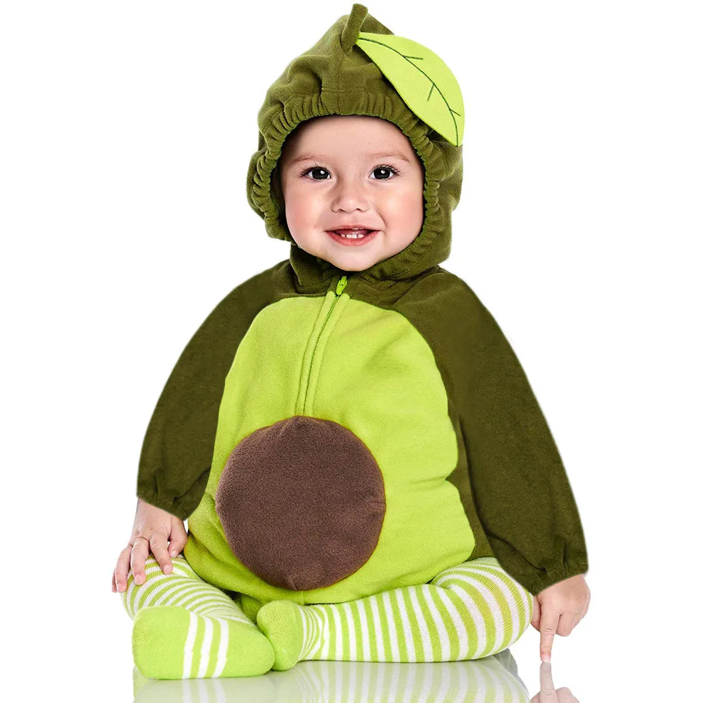Осенний комбинезон авокадо для маленьких мальчиков и девочек; комбинезон с фруктами; комбинезон с капюшоном и длинными рукавами; Одежда для маленьких девочек; комбинезон; костюм