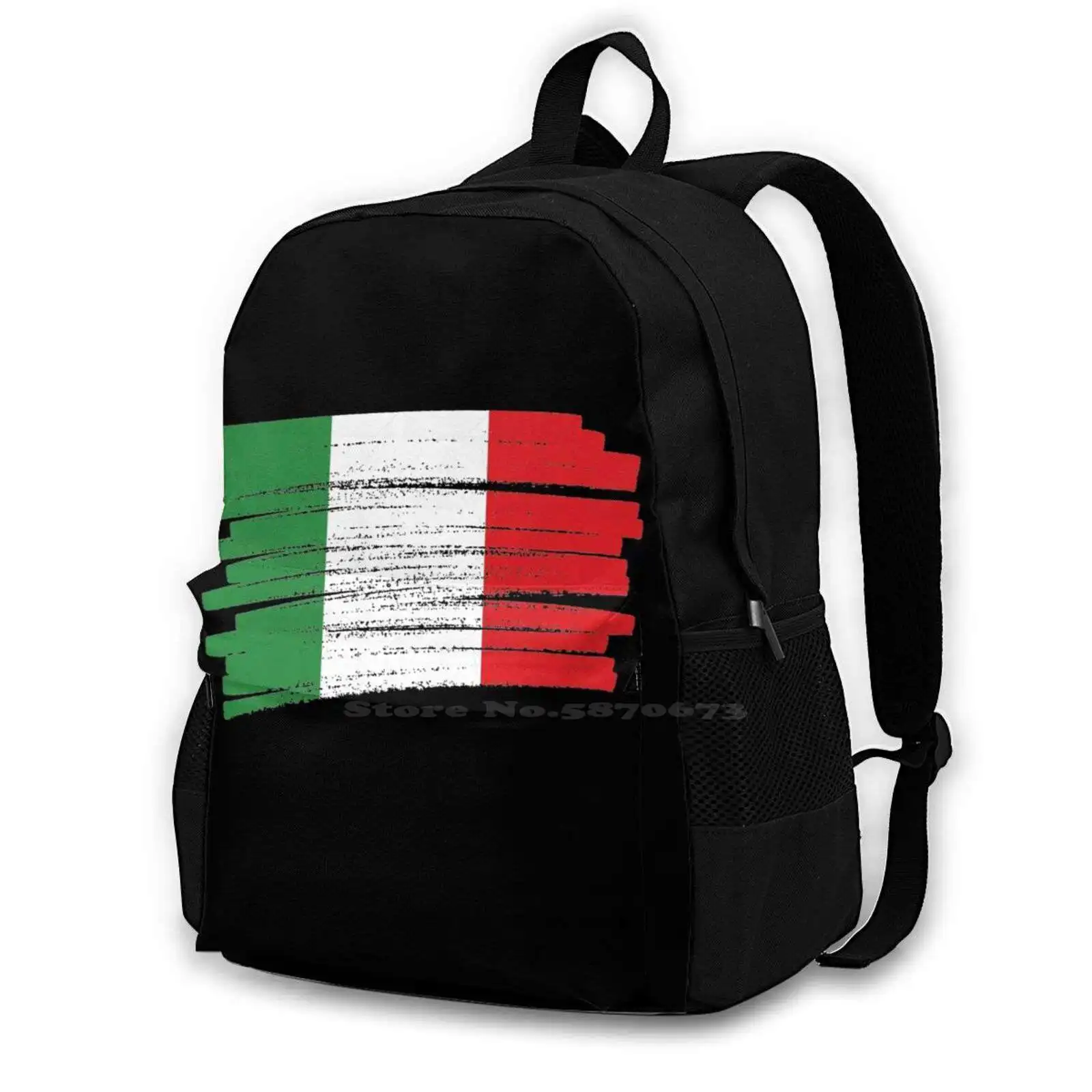 

Italy Grunge Flag Design Bag Backpack For Men Women Girls Teenage Black Italy Friend Depicts Womens World Kids Grunge Hockey