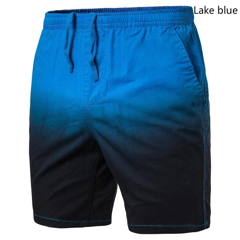 Lake blue HuLooXuJi мужские и женские летние пляжные шорты с градиентным принтом свободные повседневные шорты с завязкой Размер США: XS-2XL - Цвет: Lake blue