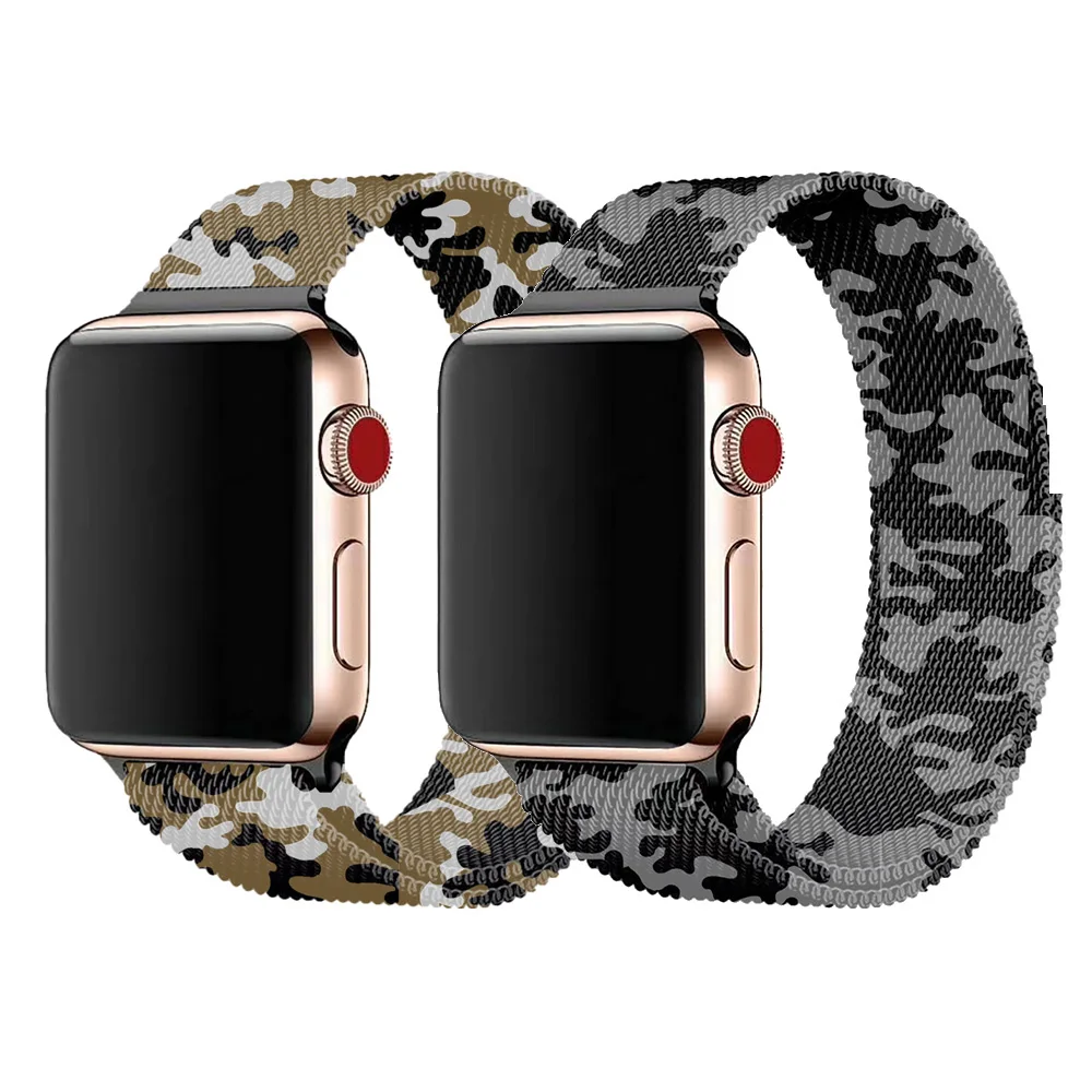 camouflag milanese Loop Bracelet Stainless Steel band For Apple watch series 4 5 40mm 44mm band for iWatch strap 1 2 3 42mm 38mm