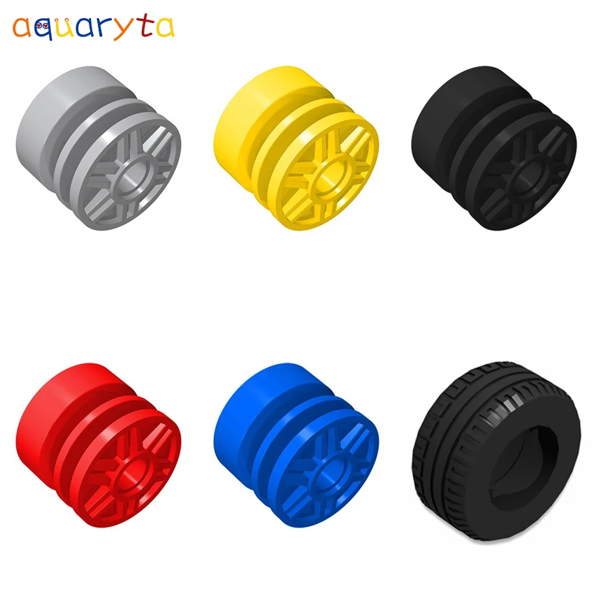 

AQUARYTA 4pcs Technology Building Car Toys 18x14mm Wheel Hub & 30.4x14mm Tire Compatible 55981 58090 DIY Assembles Toys for Teen