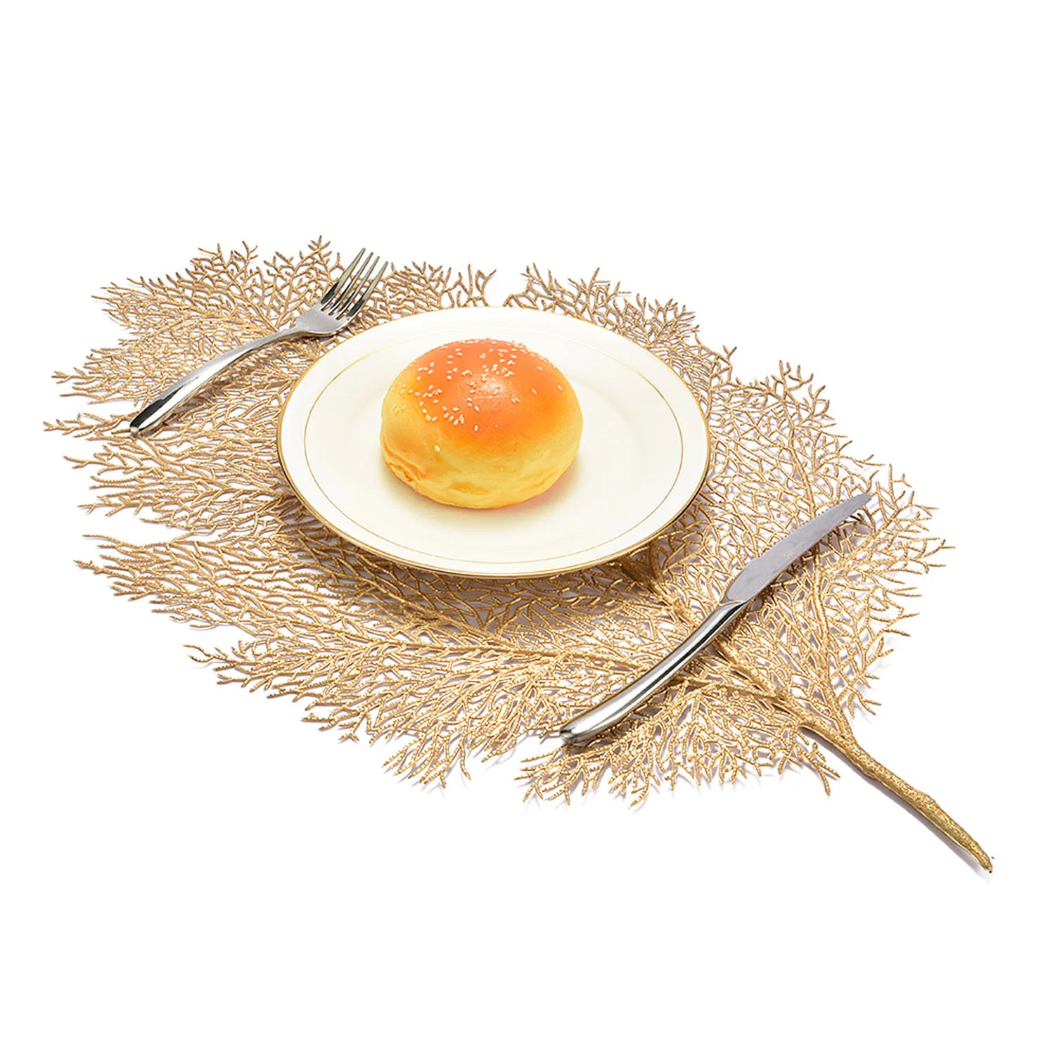 Behogar столовые приборы для обеденного стола противоскользящие подставки ПВХ полые коралловые ветки стол чаша место коврики для офиса домашний декор