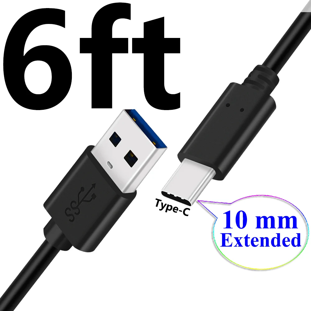 2m 6ft 10 мм Длинный usb Тип C Расширенный наконечник быстрое зарядное устройство кабель для Doogee S90C N100 S68 S90 S95 Pro S80 Lite S70 BL9000-1 м 2 м - Тип штекера: 2m 6ft