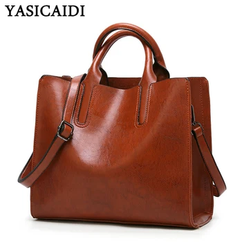 

YASICAIDI Casual Tote Top-Handle Bags Solid PU Leather Women Crossbody Shoulder Bag Famous Brand Ladies Handbags sac main femme