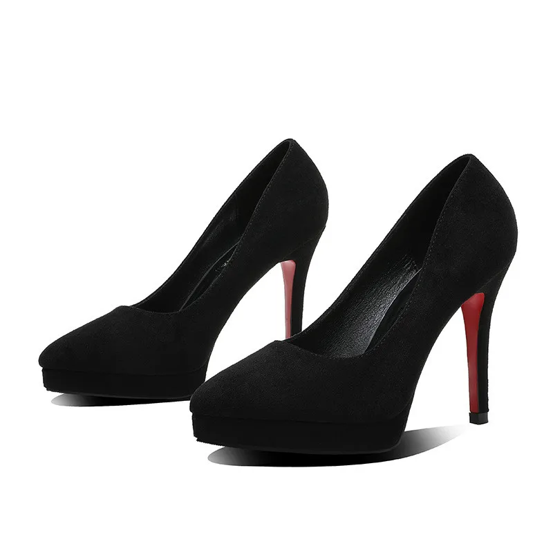 2021 Fashion Flock Platform Women Pumps Pointed Toe Sexy Party Shoes Spring Shallow Super High Heels Office Lady Dress Shoes