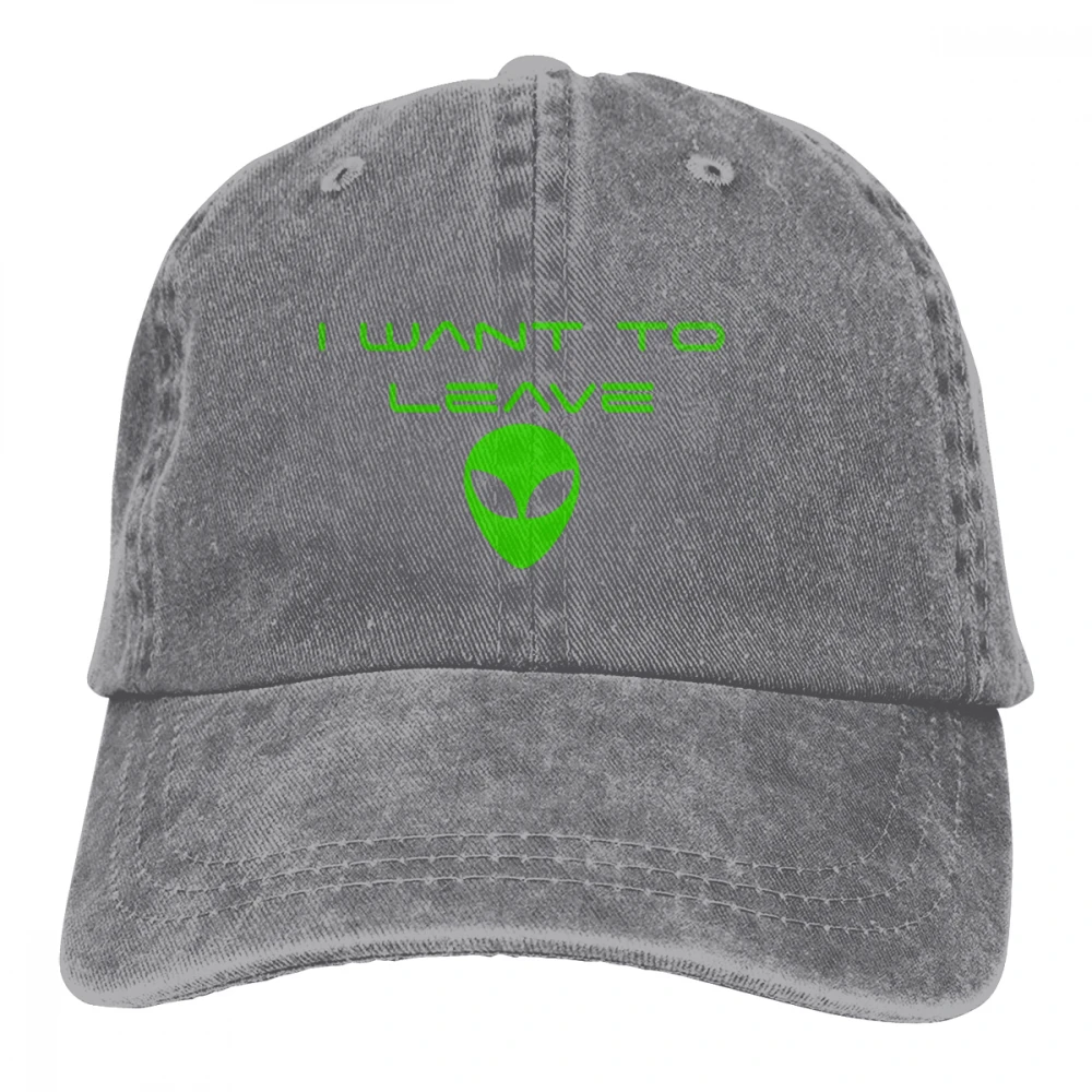 Alien я хочу оставить Casquette темно-синий унисекс Мужские Женские джинсовые бейсболка с ремешком кепки Регулируемый Гольф папа шляпа