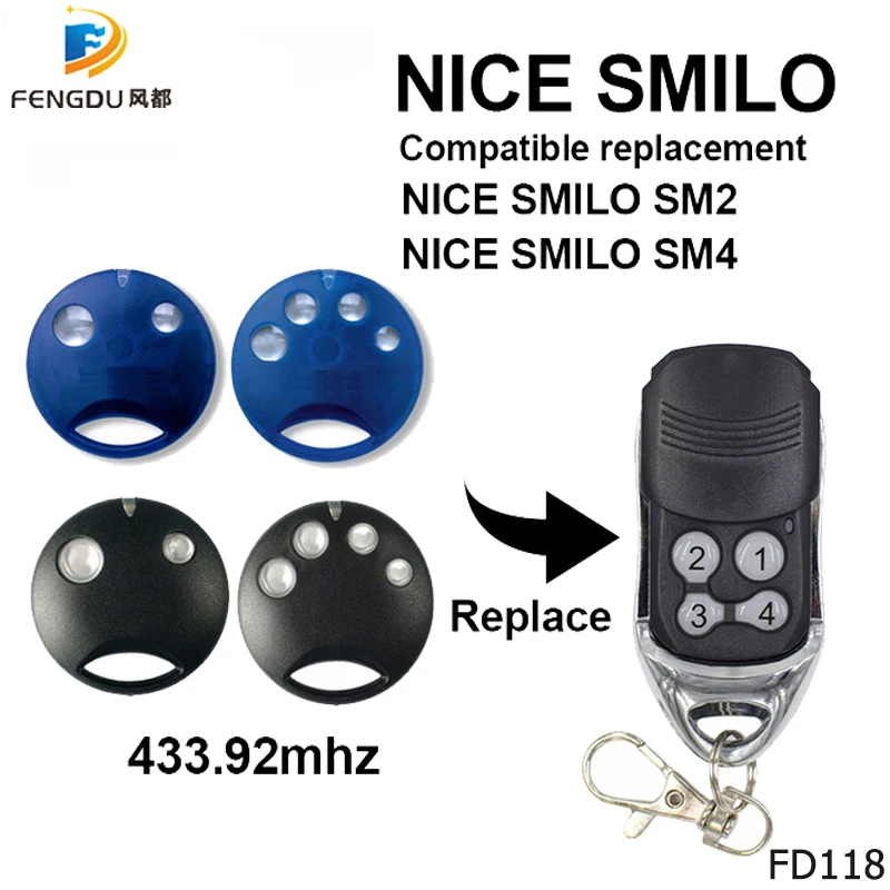 

Whole sale 433.92mhz Nice smilo 2 Nice smilo 4 Garage door universal rolling code Nice Smilo gate remote control free shipping