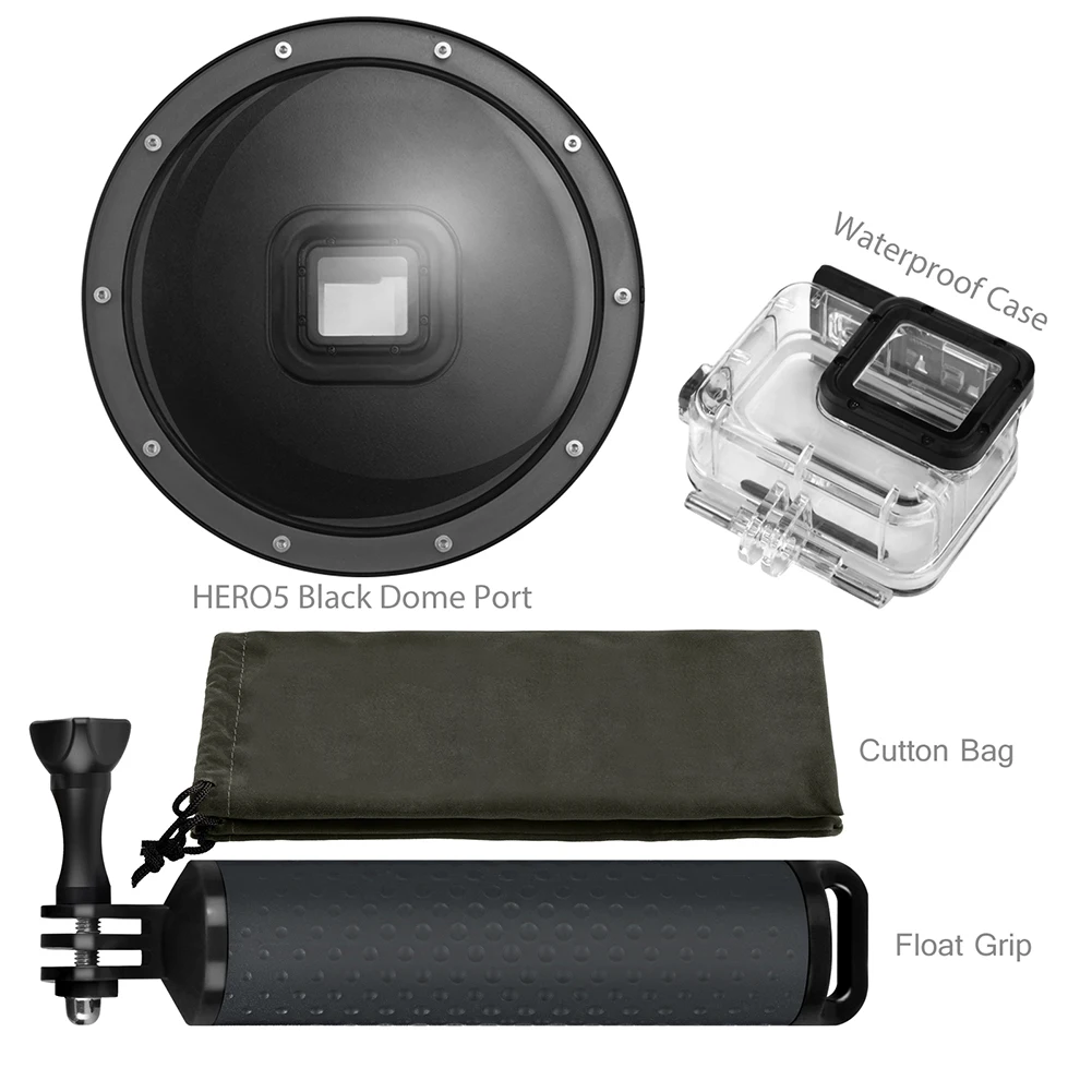 Underwater Dome Port for Hero 7 6 5 Black with Float Grip Waterproof Case Sunshade Lens Dome