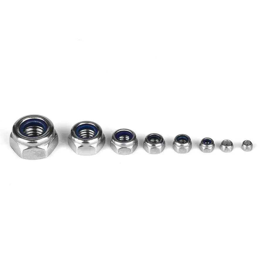 75Pcs/lot Self-lock Nut Stainless Steel Nylon Insert Locknut Assortment Kit M2/M2.5/M3//M5/M6/M8/M10