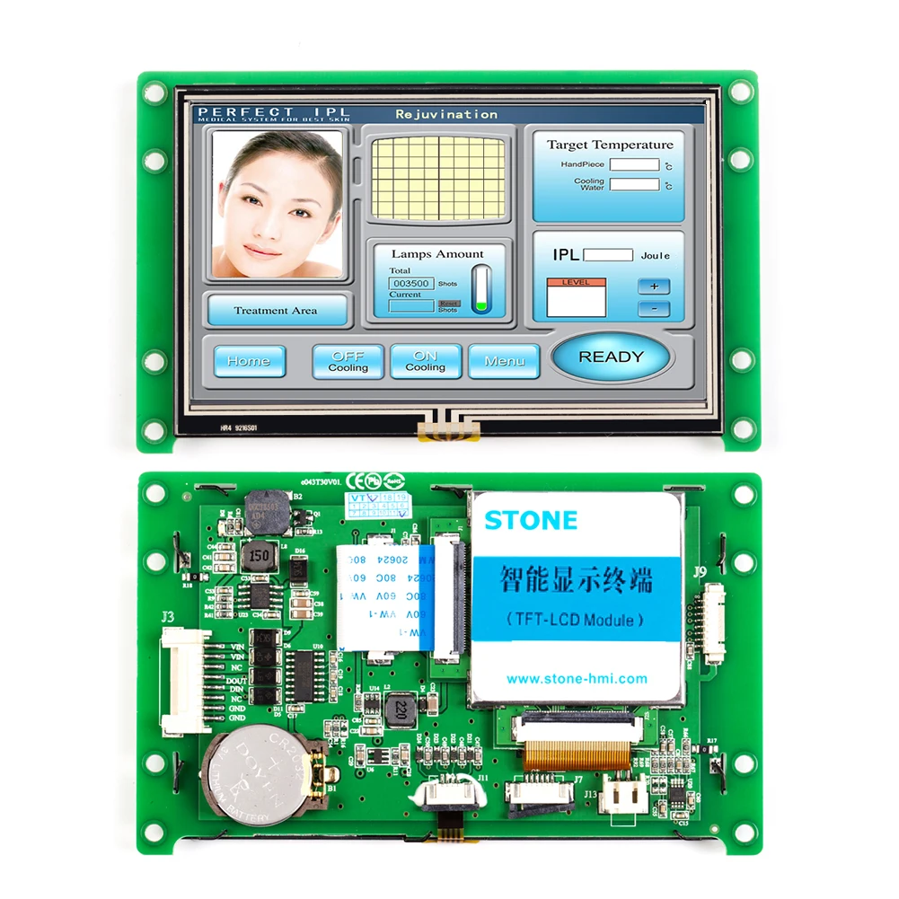 4.3 STONE Intelligent TFT LCD Module With Colorful Touch Screen & RS232 Port To Any MCU | Электронные компоненты и