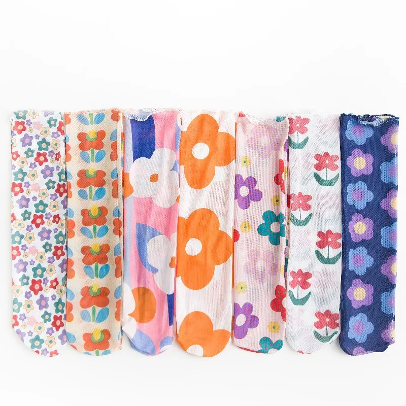 

Spring And Summer Thin Children Mesh Small Flower Socks Breathable Middle And Large Children's Socks Candy Bar Parent And Child