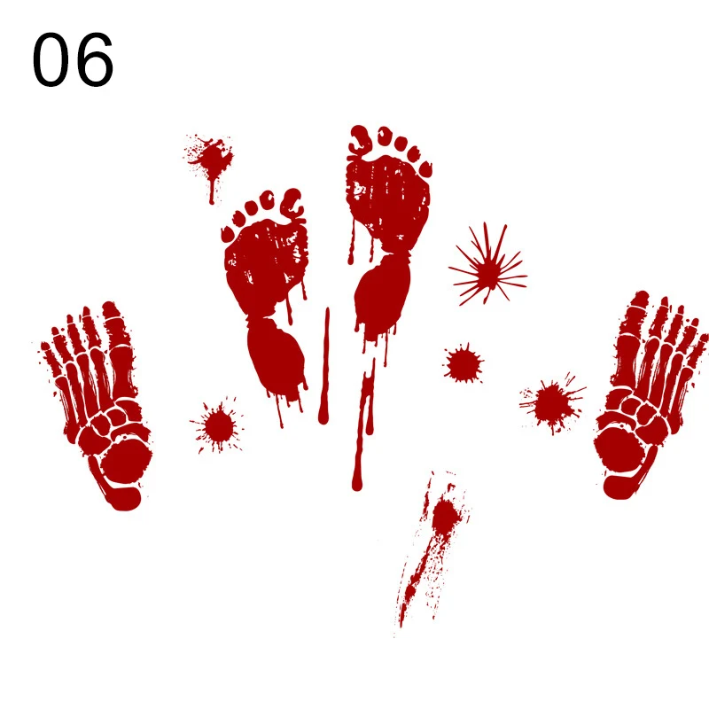 06 blood footprints Имитация крови ручной печати ног наклейки ужас зомби Хэллоуин автомобиль Настенный декор двери HVR88 - Цвет: 06 blood footprints