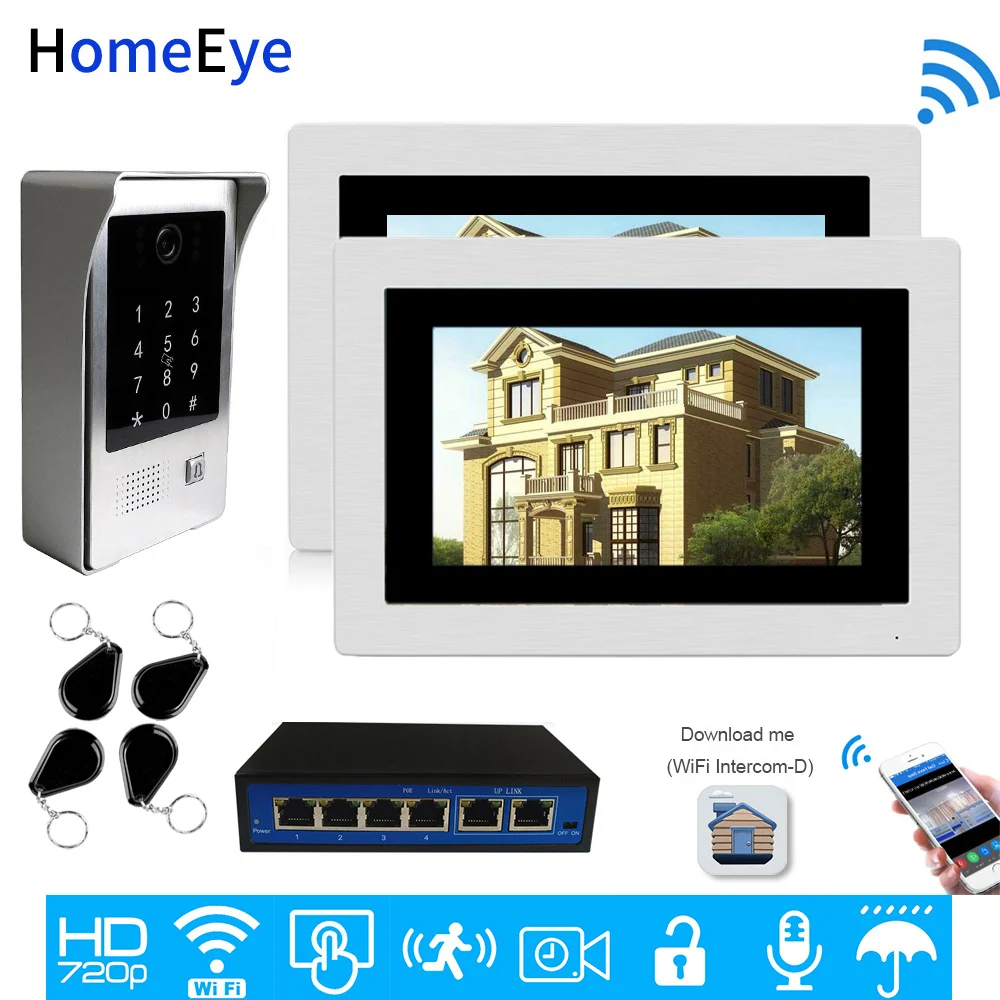 WiFi IP Video Door Phone Video Intercom Mobile App Remote Access Control Multi-language OSD Unlock Code Keypad Security IC Card