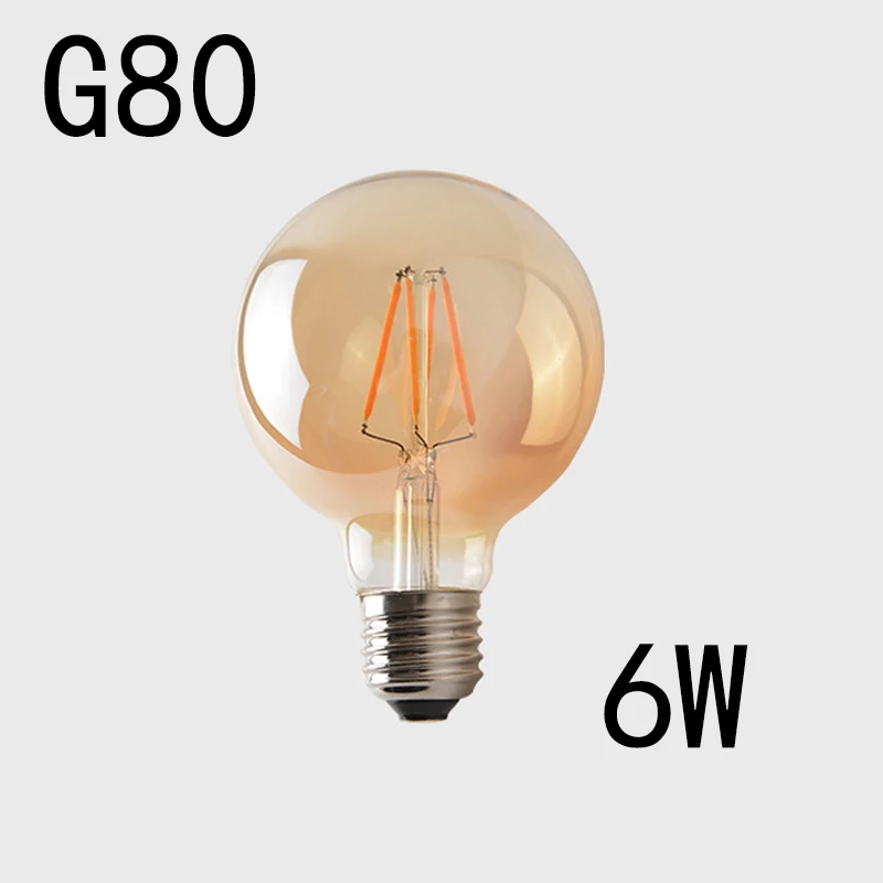 6WG80 Винтажный светильник Эдисона с нитью накаливания E27 светодиодный 6 Вт 8 Вт 220 В лм Домашний потолочный светильник, аксессуары, светильник в стиле ретро - Цвет: 6WG80