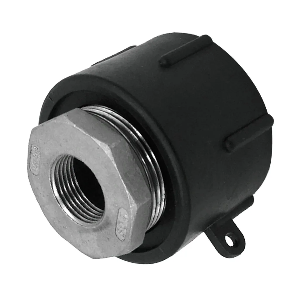 Plastic IBC Water Tank Adapter Garden Hose Connectors Fittings Tools 60mm Thread Import to Stainless 3/4 inch Inner Thread
