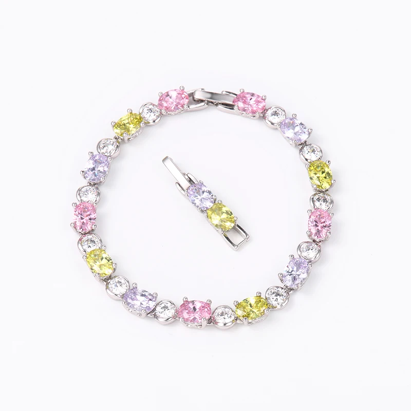 Baiduqiandu абсолютно новое поступление родий посеребренный цвет покрытием Овальный и круглый, кубический цирконий Теннисный браслет в разных цветах