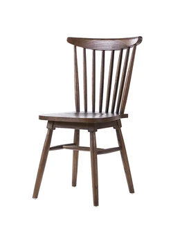 

Nordic All Solid Wood Windsor Chair American Simple Backrest Leisure Dining Chair Cafe Restaurant White Oak Colored Chair