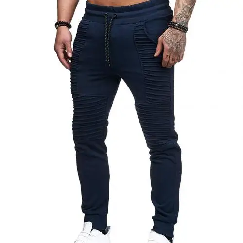 Navy Blue Модные мужские штаны для бега размера плюс, обтягивающие мужские спортивные штаны для фитнеса, повседневные эластичные штаны для бодибилдинга, армейские военные мужские брюки - Цвет: Navy Blue