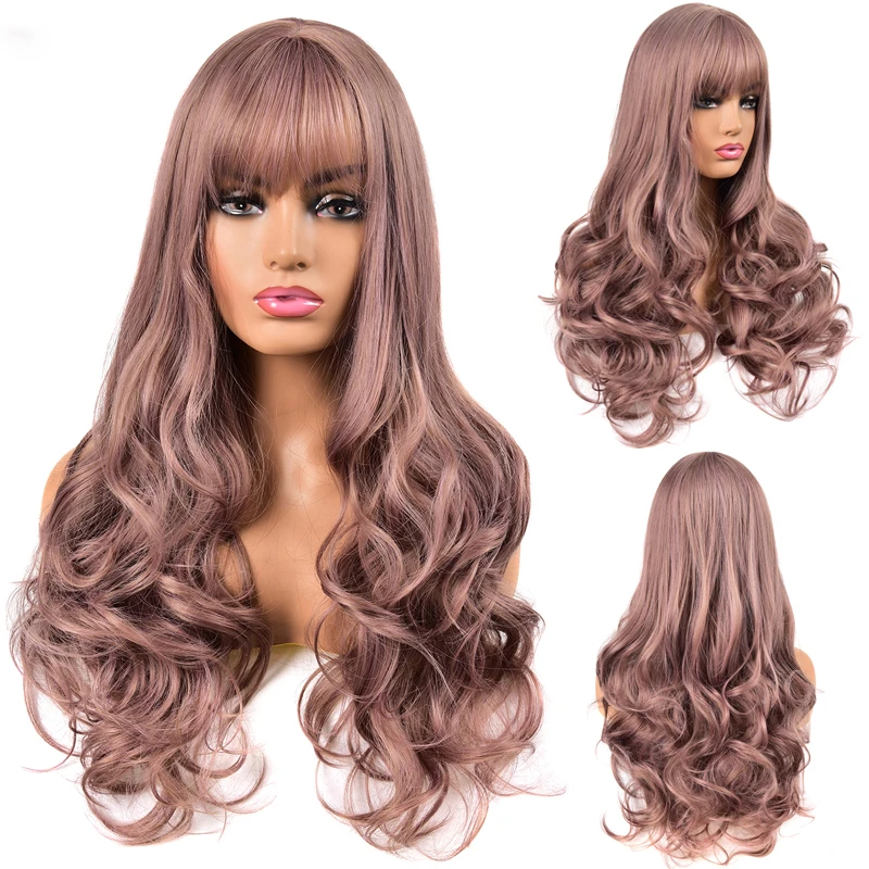 

WERD 26 Inch Long Wavy Wig Part Female Natural Hair Synthetic Wig Heat Resistant Wigs Suitable For White women/Black Women