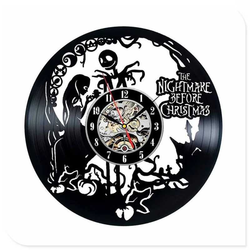 Хэллоуин Skellington черный виниловый CD 3D настенные часы Ночная кобыла перед рождественские украшения для поделок для дома - Цвет: 10