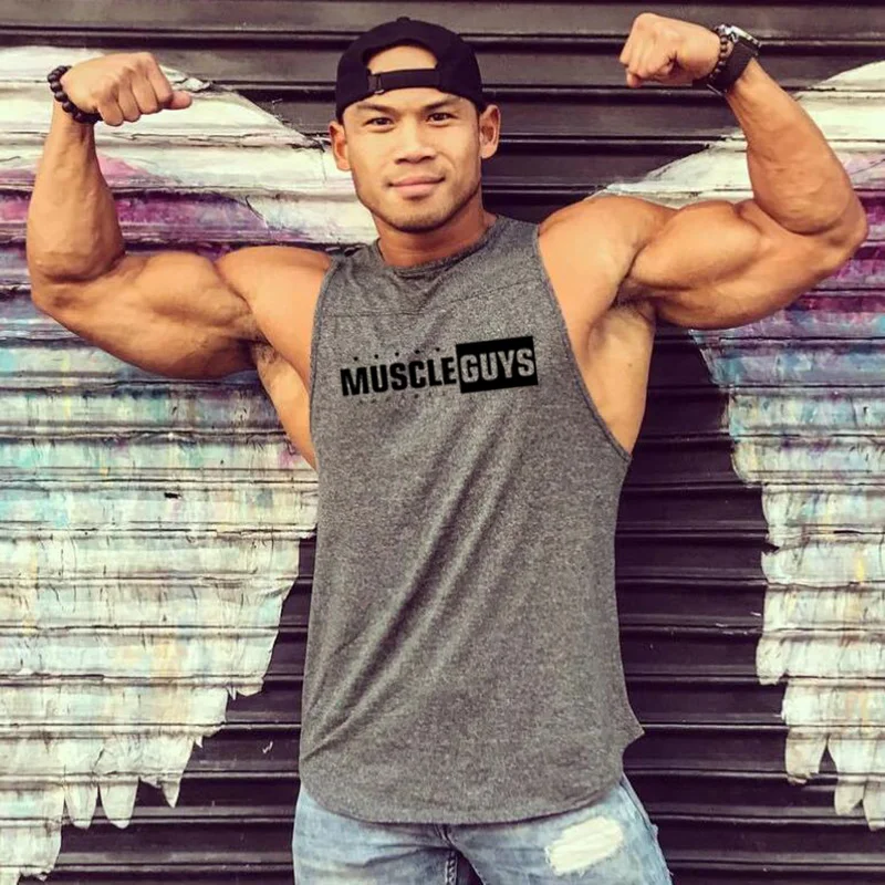 Брендовая модная мужская майка GymTank, повседневная безрукавная футболка с круглым вырезом, одежда для бодибилдинга, спорта, фитнеса, тренировок, майка - Цвет: Серый