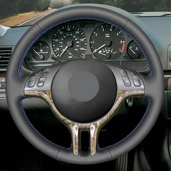 

DIY Black High Soft Artificial Leather Steering Wheel Cover for BMW 3 Series E46 2000-2005 E53 X5 1999 5 Series E39 2000-2003
