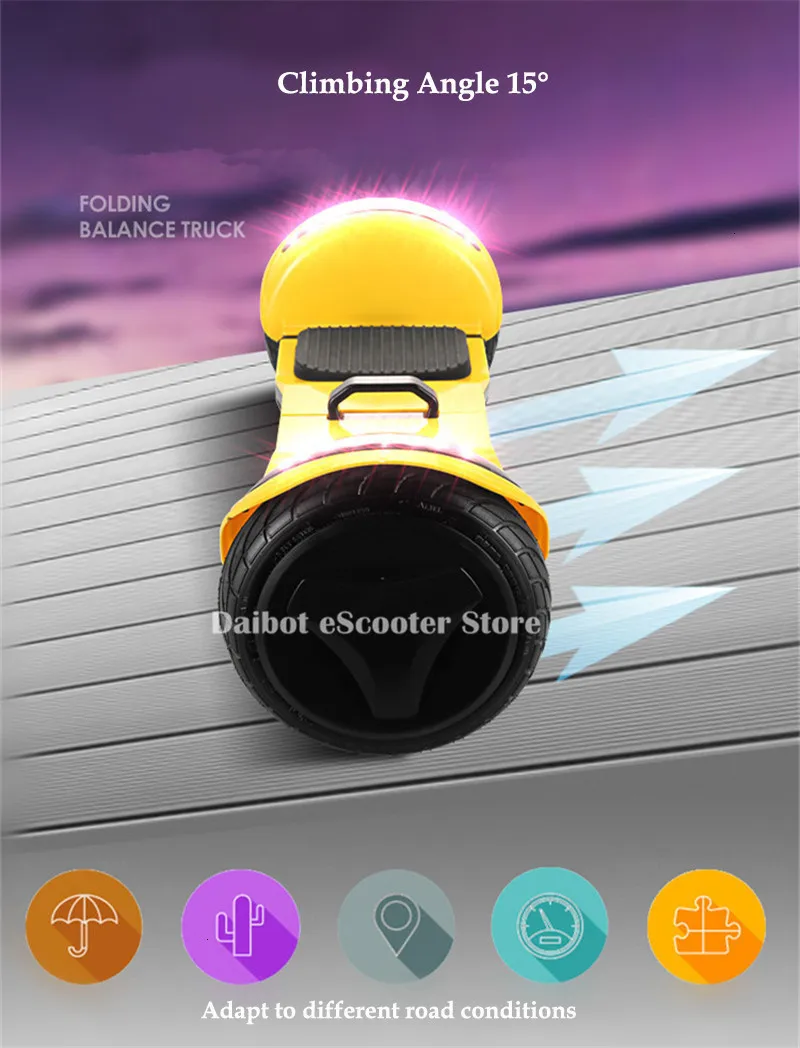 Daibot Hoverboard 10 Inch Two Wheel Self Balancing Scooters 36V 500W Off Road Folding Electric Scooters Adults Bluetooth Speaker  (12)