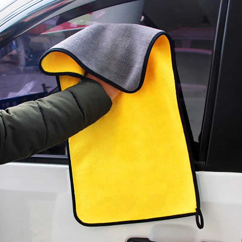 Toalla de microfibra para lavado de coche, paño de Secado y limpieza, dobladillo, paño de cuidado para coche, toalla de lavado de coches