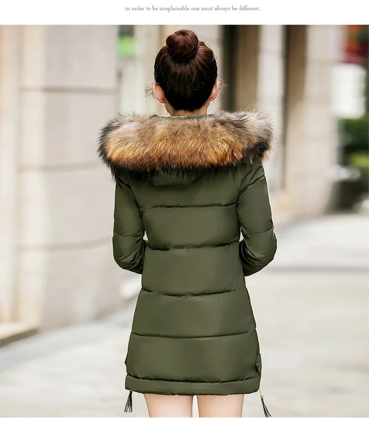 Пальто с капюшоном из натурального меха енота зимняя куртка женская парка большого размера теплая Женская парка с меховым воротником хлопковая парка армейский зеленый