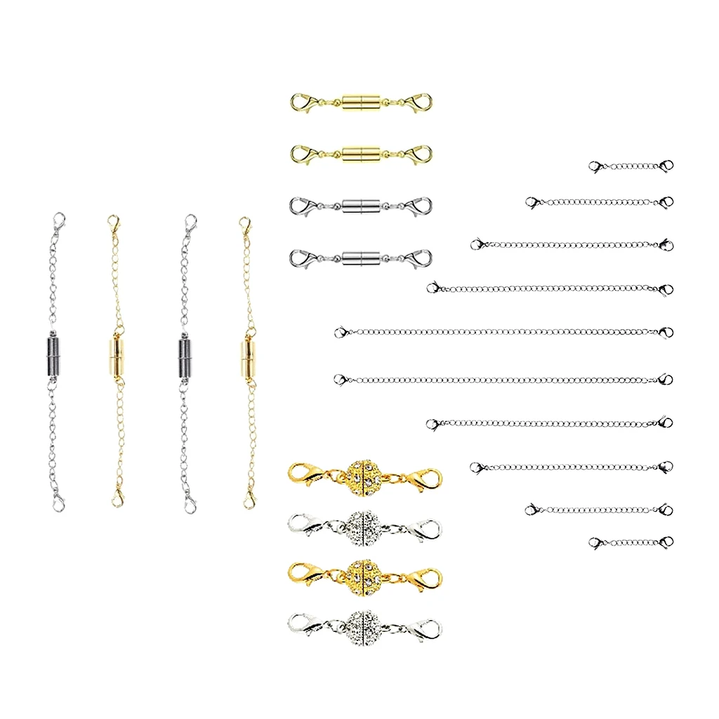22pc Necklace Extender Chains Magnetic Clasps DIY Bracelet Jewelry Extenders