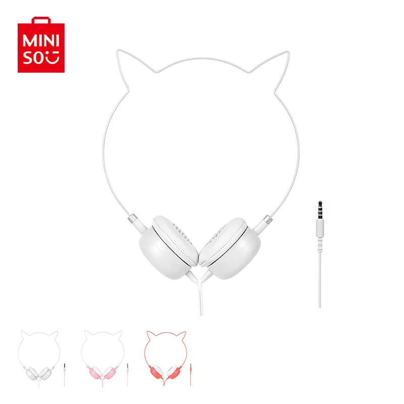 Miniso Cat Ear Headphones Girls Cute Girlfriend Couple Headphone Girl