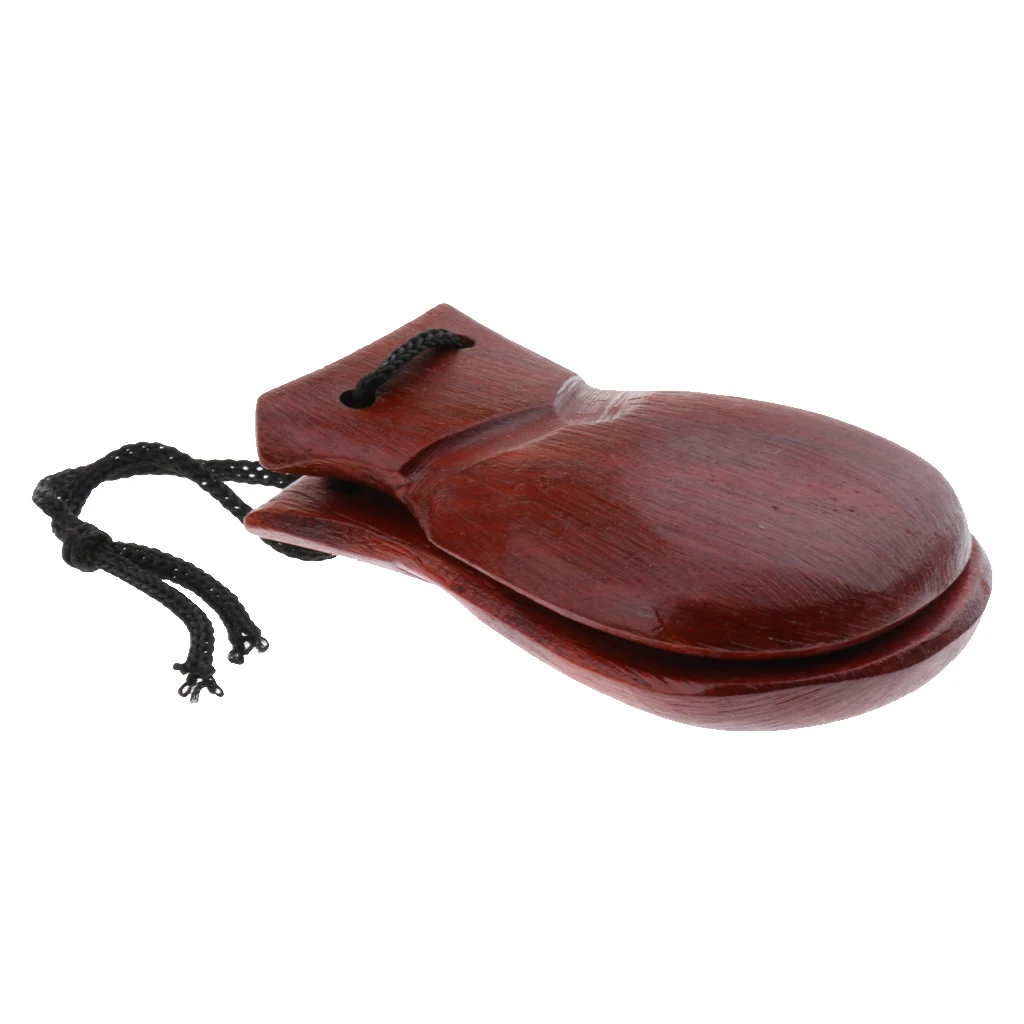 Durable Wooden Clapper Castanet Hand Percussion Instrument Brown 8x5.5x2cm