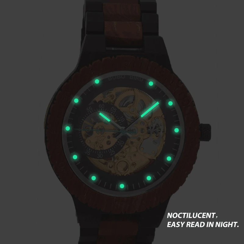 BOBO BIRD автоматические часы для мужчин reloj hombre деревянные наручные часы механические часы Relogio Masculino супер большой размер в деревянной коробке