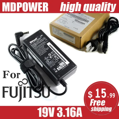 

For Fujitsu 19V 3.16A A561 AH52 AH54 AH56 AH572 AH77 AH78 E741 E751 E752 E782 E8310 S6311 Laptop Power supply AC Adapter Charger