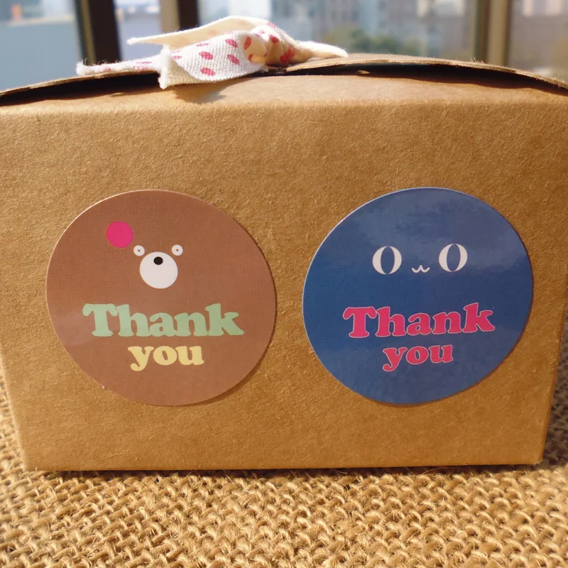 

100PCS Cute Bear "Thank You" Gift Decor Stickers,Bakery Cookie Packaging Bag Lamination Paper Seal Labels