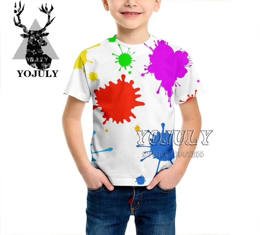 YOJULY/креативная детская одежда для маленьких мальчиков и девочек с 3D-принтом, граффити, художественная краска детская футболка модные футболки Modis A480 - Цвет: 14