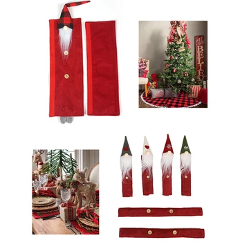 

8pcs Easy Clean Christmas Santa Refrigerator Handle Cover Cloth Festival Portable Kitchen Red Door Dishwasher Microwave Ovens