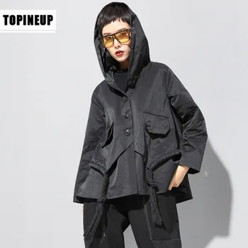 

New Fashion Spring Autumn Women's irregular hooded short coat plus size female jacket