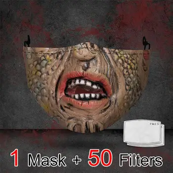 

Adult Fashion Funny Halloween Cosplay Printed Face Mask Adult Washable Mouth Masks Fabric Reusable Filters DustProof Mouthmask