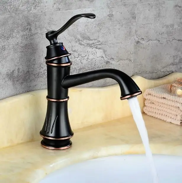 Vidric New Basin Faucet Black Oil Brushed Brass Crane Bathroom Faucets Hot and Cold Water Mixer Tap Contemporary Mixer Tap torne