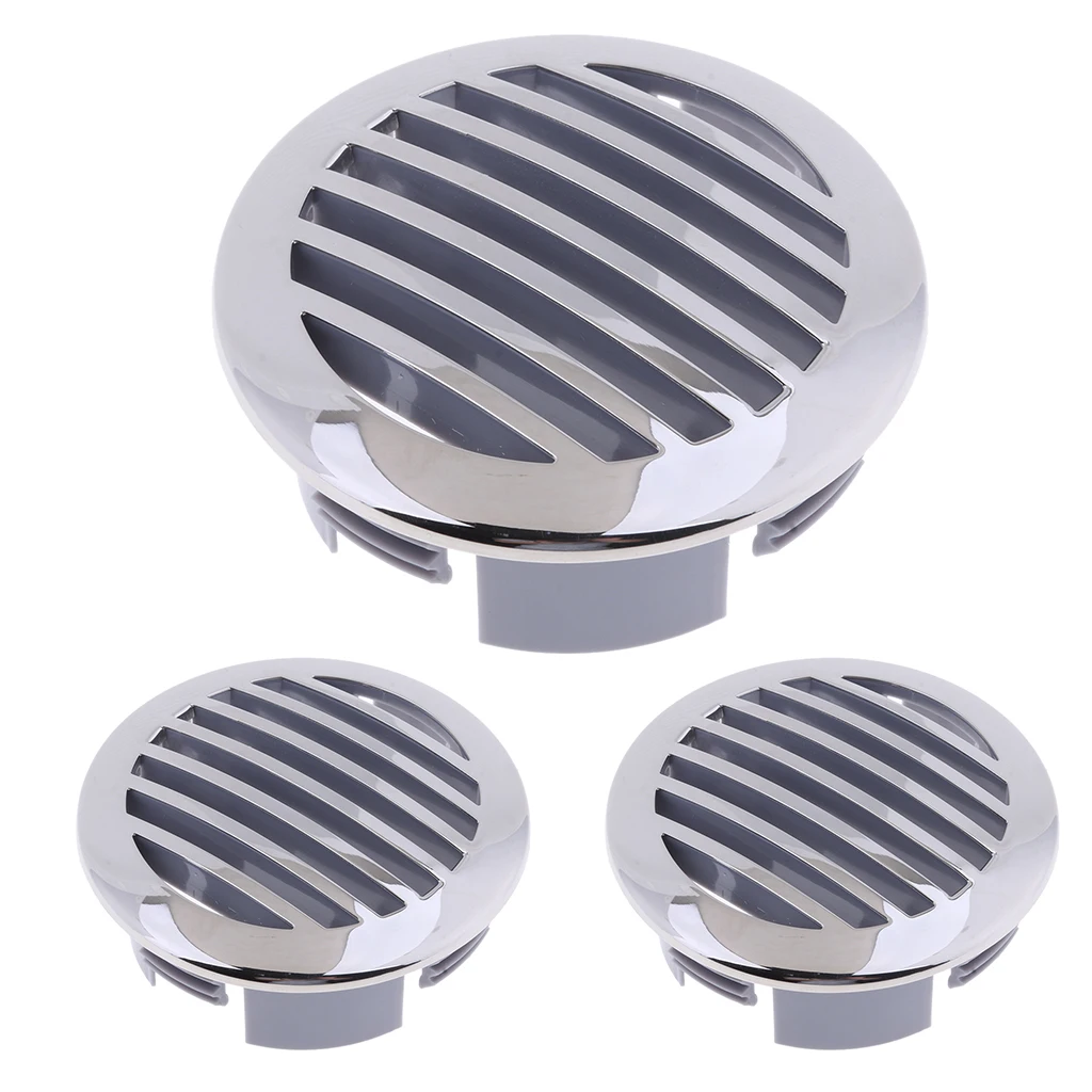 3Pcs Round Louvered Vent 3 inch 76mm- Marine Boat Air Vent, 316 Stainless Steel Caravan Vents(81933SS-HP