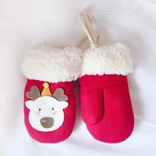 Зимние теплые модные хлопковые утепленные Рождественские теплые вязаные варежки для малышей с героями мультфильмов W1108