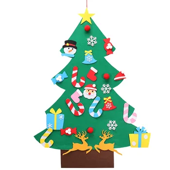 

Kids DIY Felt Christmas Tree Christmas Decoration for Home New Year Gifts Christmas Tree Ornaments Door Wall Hanging Decoration