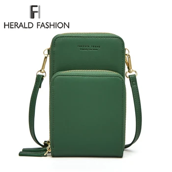 

Herald Fashion Women Cell Phone Messenger Bag Leather Wallet Ladies Solid Mini Crossbody Cellphone Bag Brand New 2019