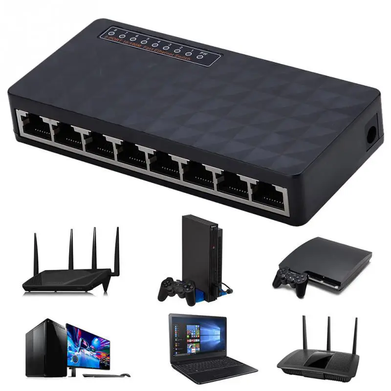Diewu 8 Порты и разъёмы Gigabit Ethernet сетевой коммутатор Gigabit 10/100 Мбит хаб настольное моноканальный центр обмена Ethernet управляемый коммутатор(штепсельная Вилка европейского стандарта
