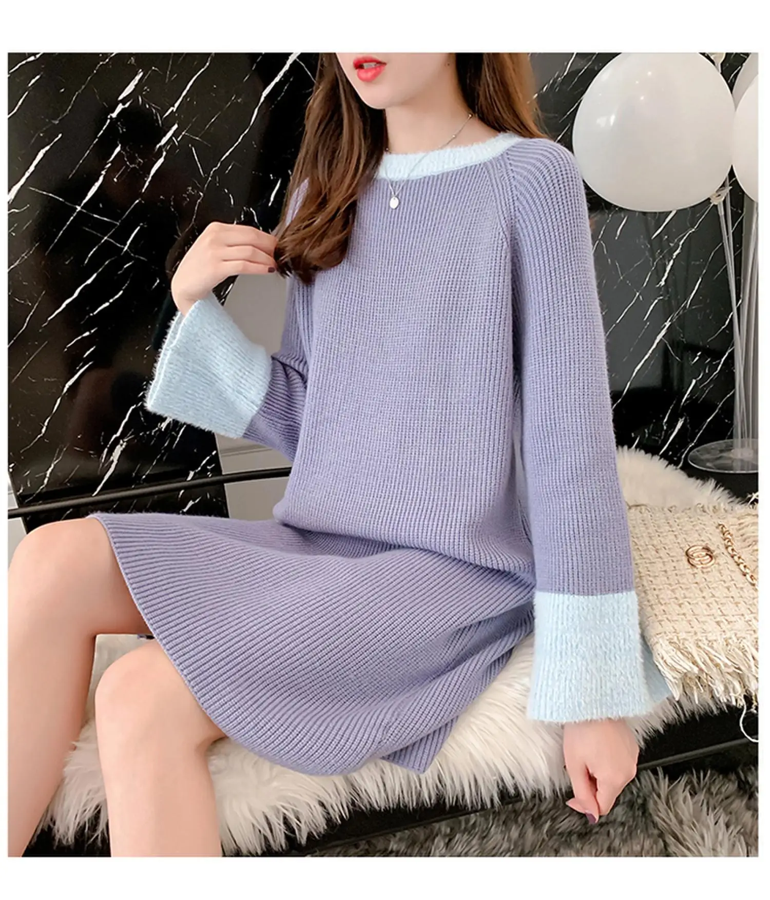 Осенний длинный расклешенный рукав свитер для беременных женщин размера плюс однотонный для беременных вязаный пуловер Свободный Модный жакет